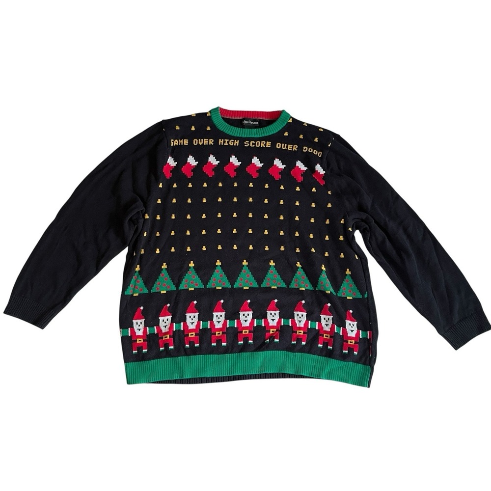 Alex Stevens Women's Size XXL 2XL Christmas Sweater Game Over Santa Tree Y2K‎
